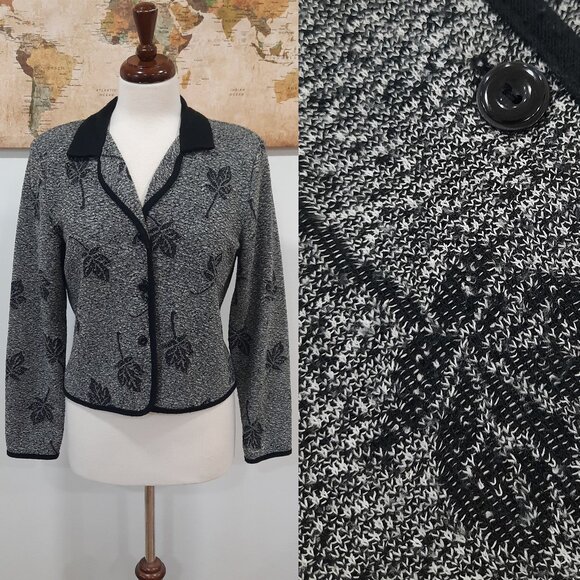 Vtg 80s gray leaf blazer - Picture 1 of 9